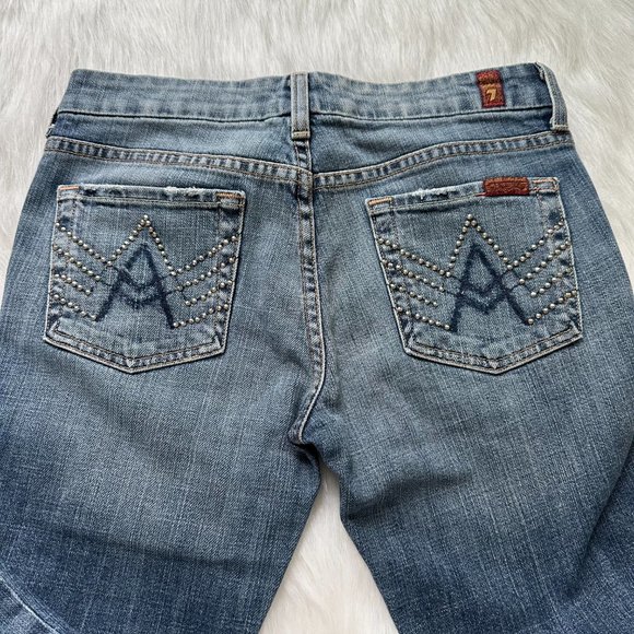 7 for All Mankind Low Rise Vintage Flare Crop Jeans Size 25 - Picture 3 of 14